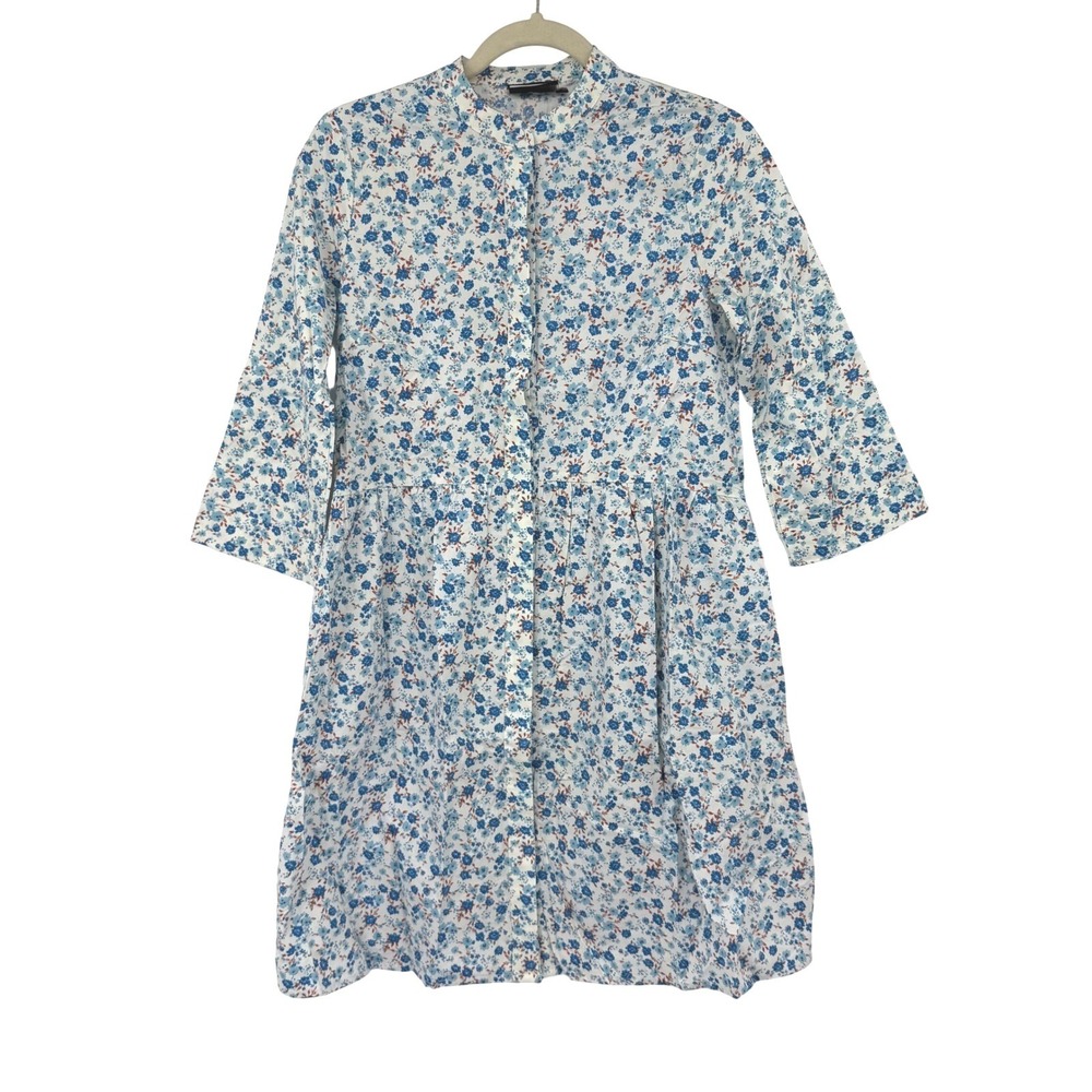 Tuckernuck Royal Shirt Dress XS Bluebell Floral Ditsy Calico Cotton Summer Dress